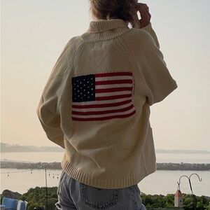 Pink Pineapple Women’s American Flag Varsity Cardigan M L Sweater Americana NEW